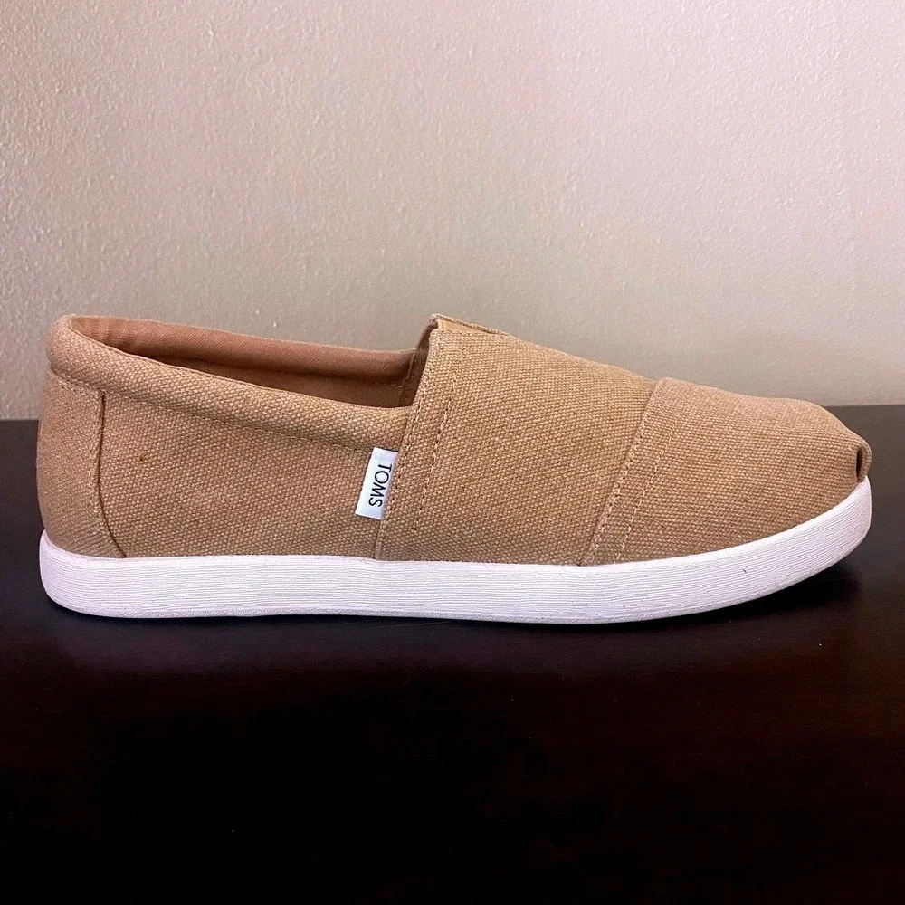 TOMS Alpargata Fenix Mens Tan Heritage Canvas Slip‎ On Sneakers Shoes Size 7